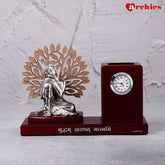Buddha With Tree Pen Stand And Clock
