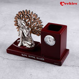 Buddha With Tree Pen Stand And Clock