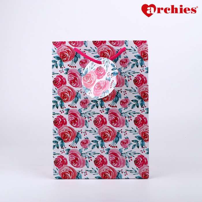 Archies Rose Design Paper Bag Pack of 2
