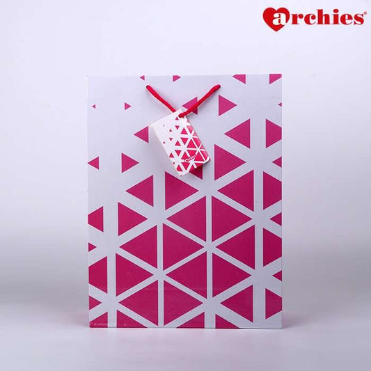 Archies Pink Triangle Medium Paper Bag Pack of 3