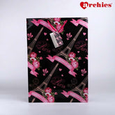 Archies Black And Pink Flower Large Paper Bag Pack of 3