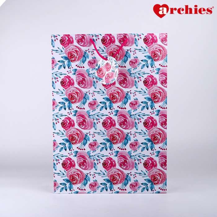 Archies Rose Design Large Paper Bag