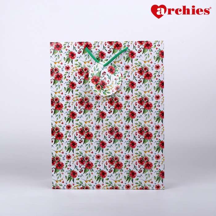 Archies Brown Flower Medium Paper Bag Pack of 3