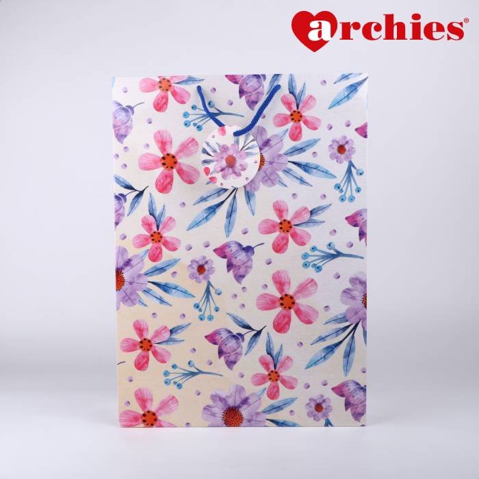 Archies Flower Printed Large Paper Bag Pack of 3