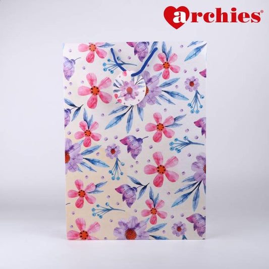 Archies Flower Printed Large Paper Bag Pack of 3