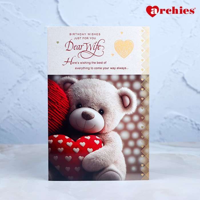 Archies Dear Wife Teddy Birthday Greeting Card