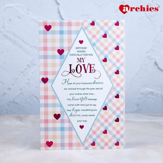 Archies Gingham Print Birthday Greeting Card For Love