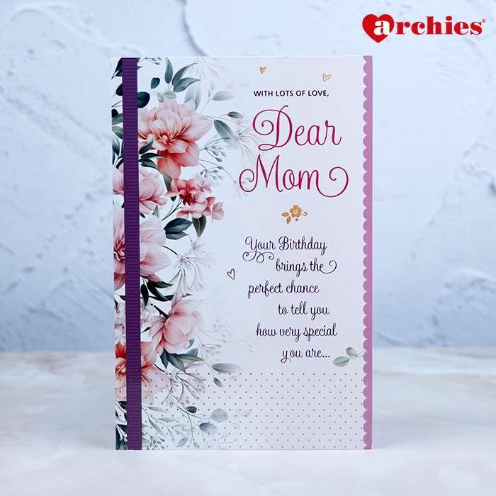 Archies Dear Mom With Lots Of Love Flower design Birthday Greeting Card