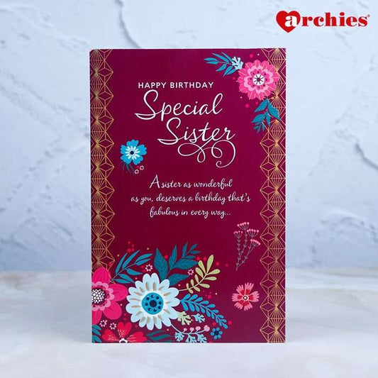 Archies Happy Birthday Special Sister Magenta Greeting Card