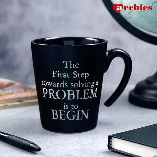 Archies The First Step Towards Solving A Problem Is To Begin Mug