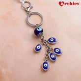 Archies Oval Design Blue And White Protective Evil Eye Keychain