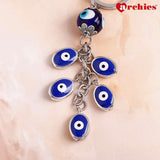 Archies Oval Design Blue And White Protective Evil Eye Keychain