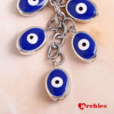 Archies Oval Design Blue And White Protective Evil Eye Keychain