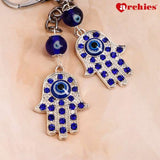 Archies Lucky Blessing Hands Blue And White Protective Evil Eye Keychain