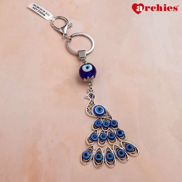 Archies Lucky Blessing Peacock Protective Evil Eye Keychain