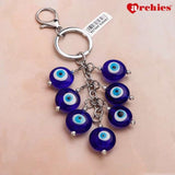 Archies Round Design Blue And White Protective Evil Eye Keychain