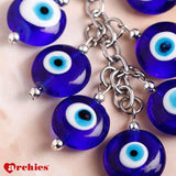 Archies Round Design Blue And White Protective Evil Eye Keychain