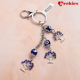 Archies Tree Design Blue And White Protective Evil Eye Keychain