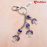 Archies Tree Design Blue And White Protective Evil Eye Keychain