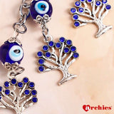 Archies Tree Design Blue And White Protective Evil Eye Keychain