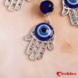 Archies Blessing Hands Design Blue And White Protective Evil Eye Keychain