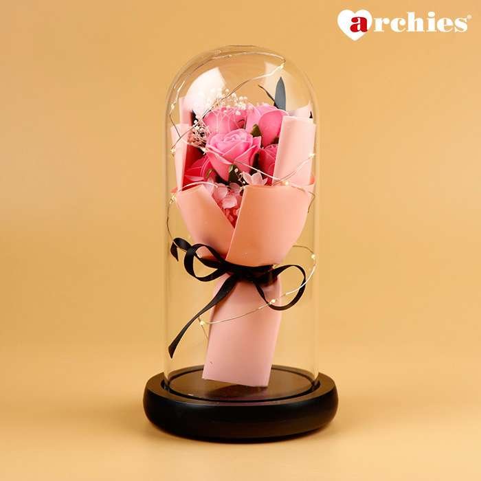 Archies Pink Rose Bouquet Light Up Showpiece