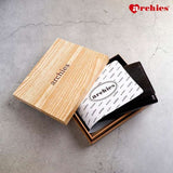 Archies Wooden Gift Box Three Fold Brown Gents Wallet