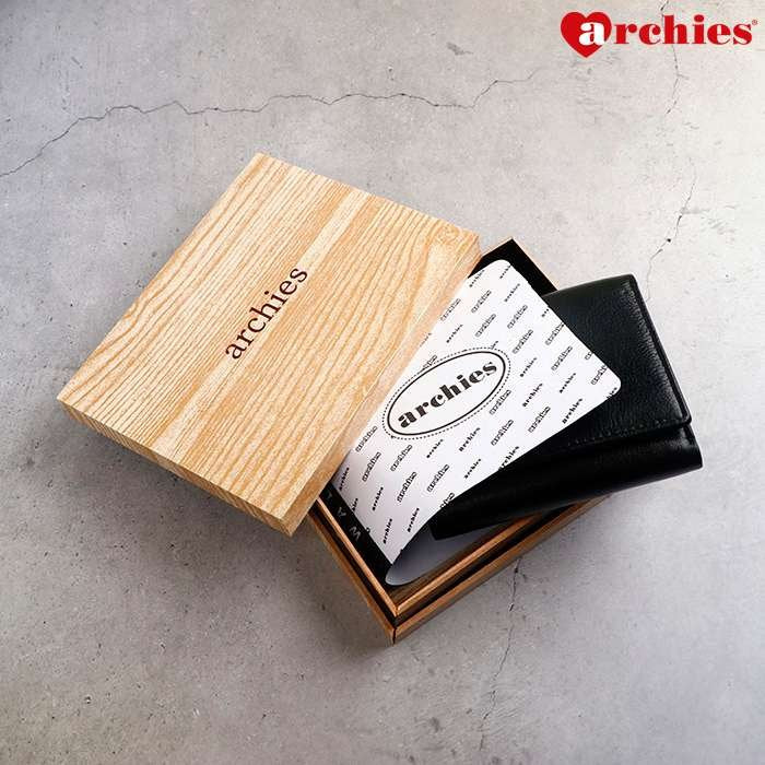 Archies Wooden Gift Box Three Fold Black Gents Wallet
