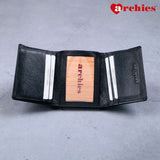 Archies Wooden Gift Box Three Fold Black Gents Wallet