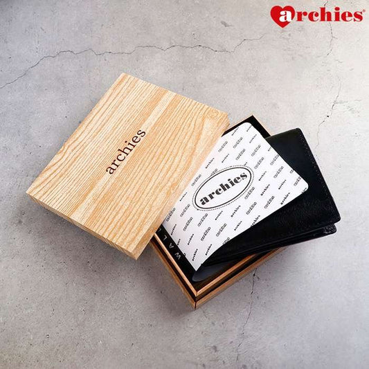 Archies Wooden Gift Box Unique Design Black Gents Wallet