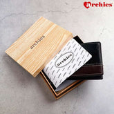 Archies Wooden Gift Box Exquisite Design Black And Brown Gents Wallet