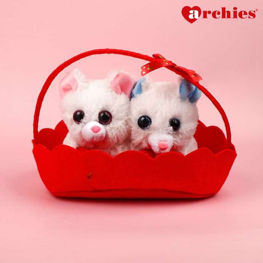 Archies Couple Mouse In Red Basket Soft Toy
