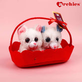 Archies Couple Mouse In Red Basket Soft Toy