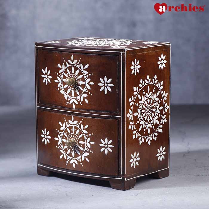Desi Archies 2 Drawer Brown Wooden Box