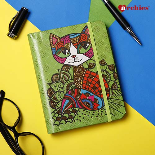 Cat Illustration Exercise Book with Elastic
