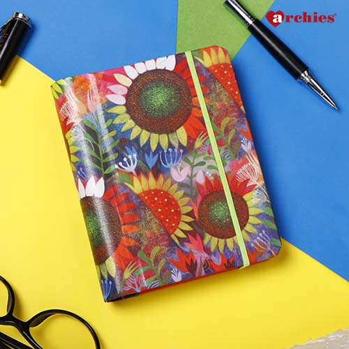 Floral Pattern Exercise Book with Elastic