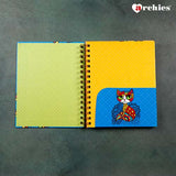 Cat Illustration Coloured Pages Spiral Notebook