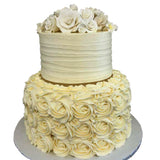 Two Tier Vanila Rose Cake