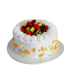 Red Roses with Fresh Fruit Cake