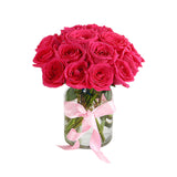 Red Roses with Fresh Fruit Cake