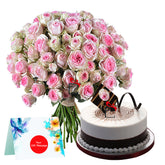 Pink Roses bunch with Butterscotch Cake