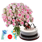 Pink Roses bunch with Butterscotch Cake