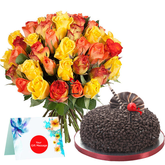 Yellow Blooms with Chocochips Cake
