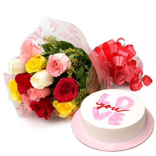 Love in Bloom Cake mixed roses with Vanila Cake