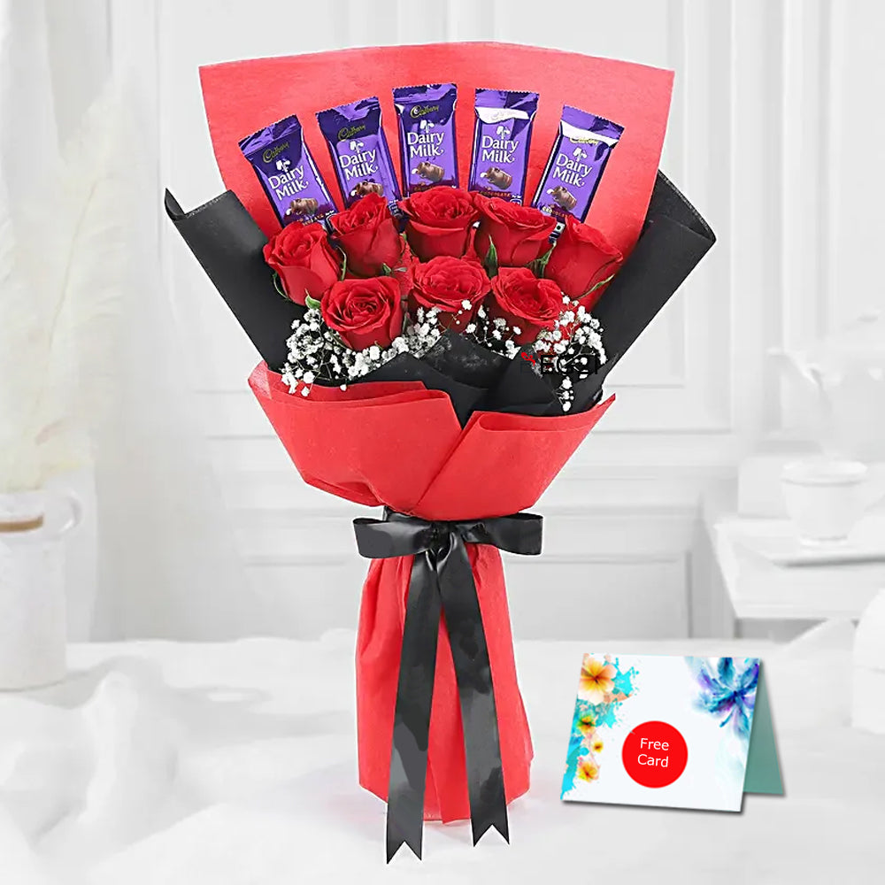 Royal Choco Blossom Roses with Chocolates Bouquet