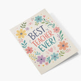 Best Teacher Ever Floral Personalised Greeting Card