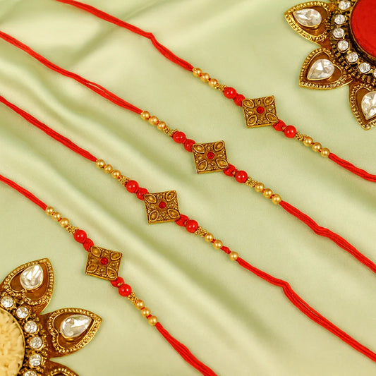 Antique Kundan Rakhi Set of 5