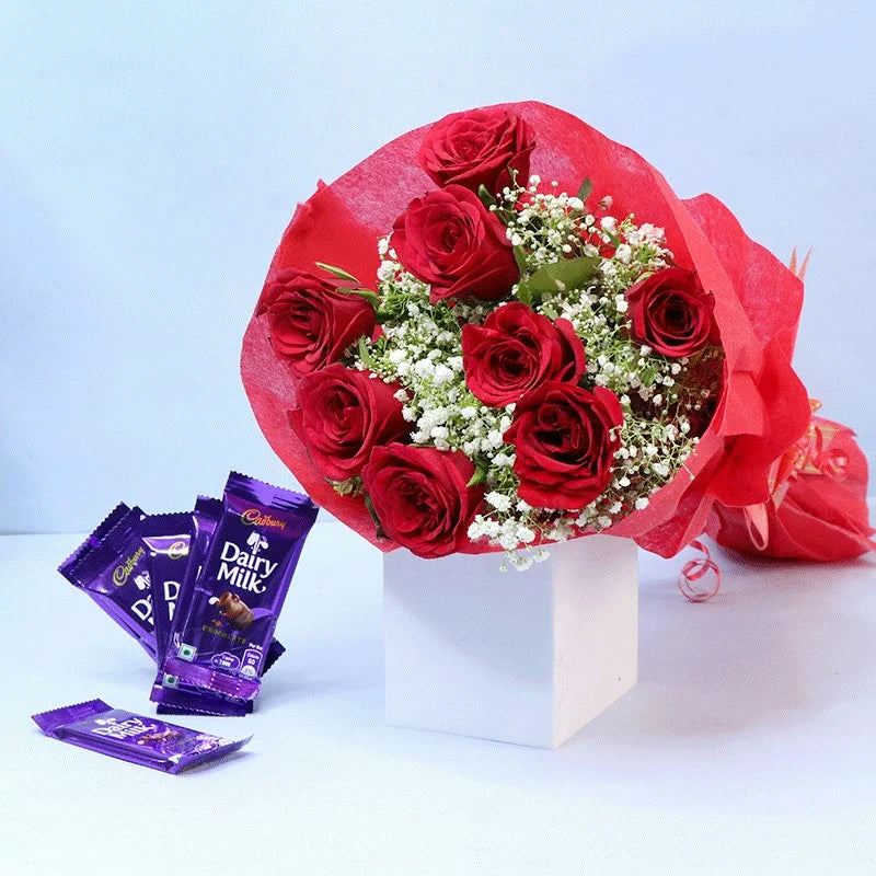Red Roses & Dairy Milk Combo