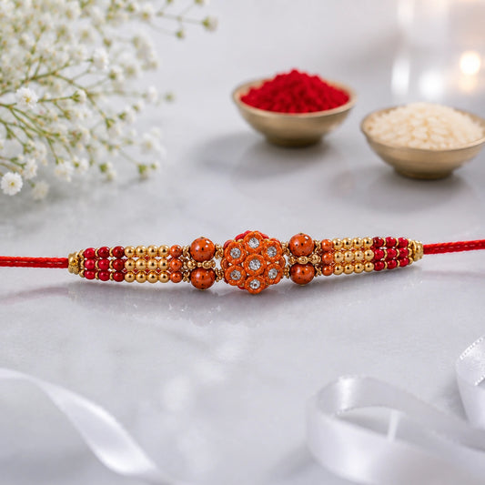 Designer Beads Rakhi With Syngonium Plant