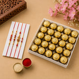 Set Of 4 Rakhi With Big Ferrero Rocher Chocolates